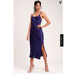 Lulus royal blue satin midi dress